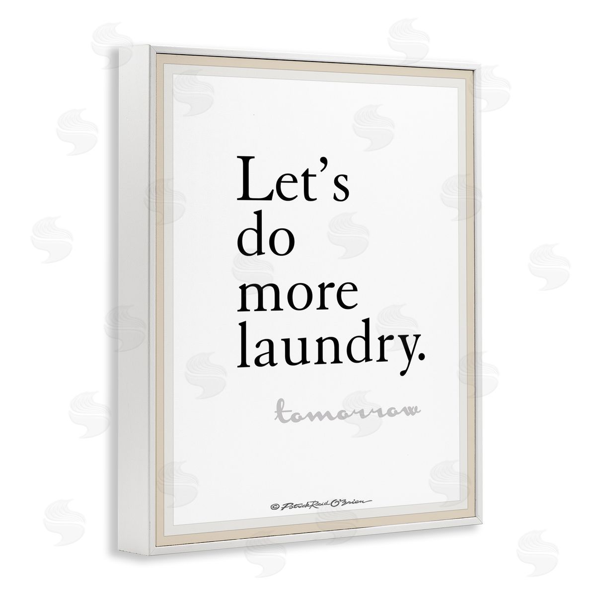 Do More Laundry Tomorrow White Frame Print Wall Art, Home Decor by Patrick Reid O'Brien