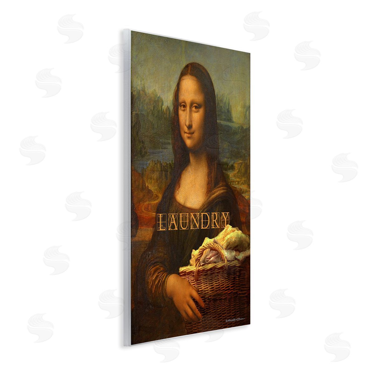 Mona Lisa Laundry Funny Wood Plaque Wall Art, Home Decor by Patrick Reid O'Brien