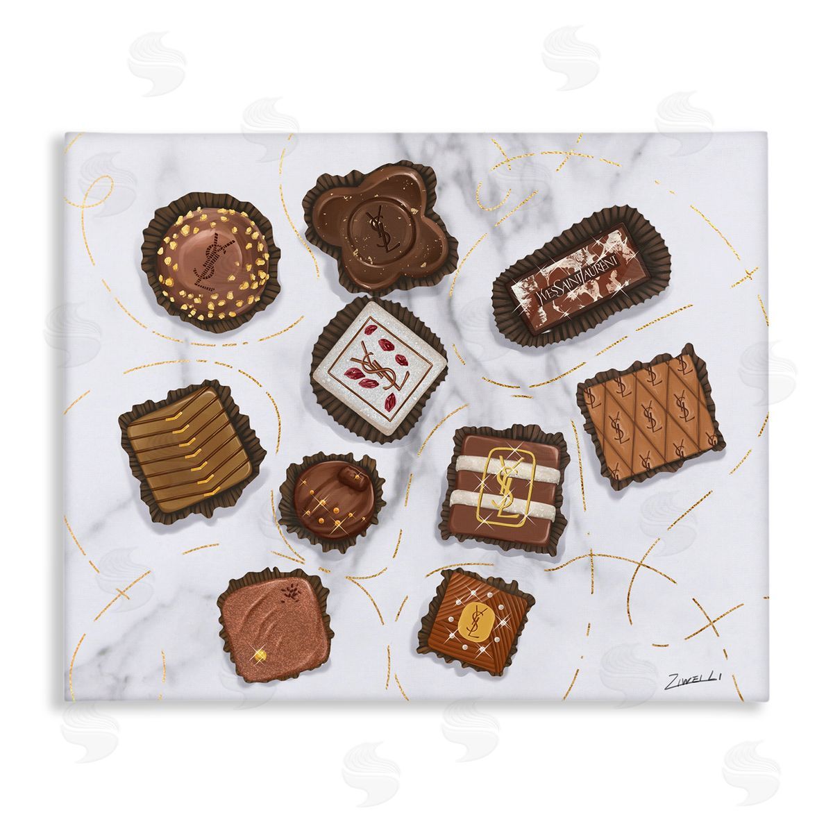 Fashion Candy Glam Food Canvas Wall Art, Home Decor by Ziwei Li
