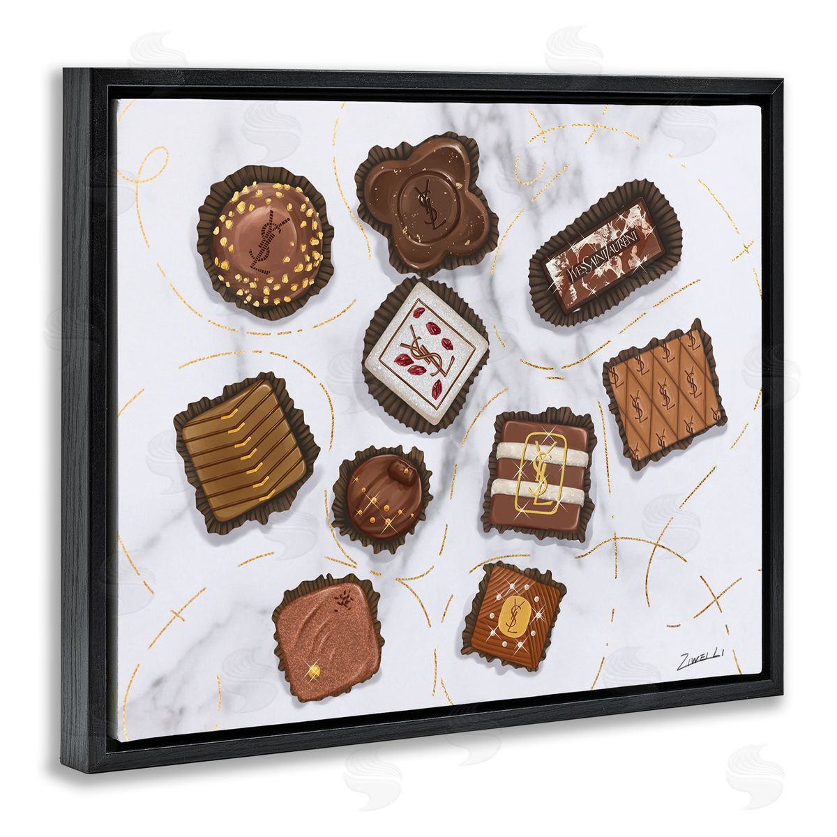 Fashion Candy Glam Food Black Floating Frame Canvas Wall Art, Home Decor by Ziwei Li