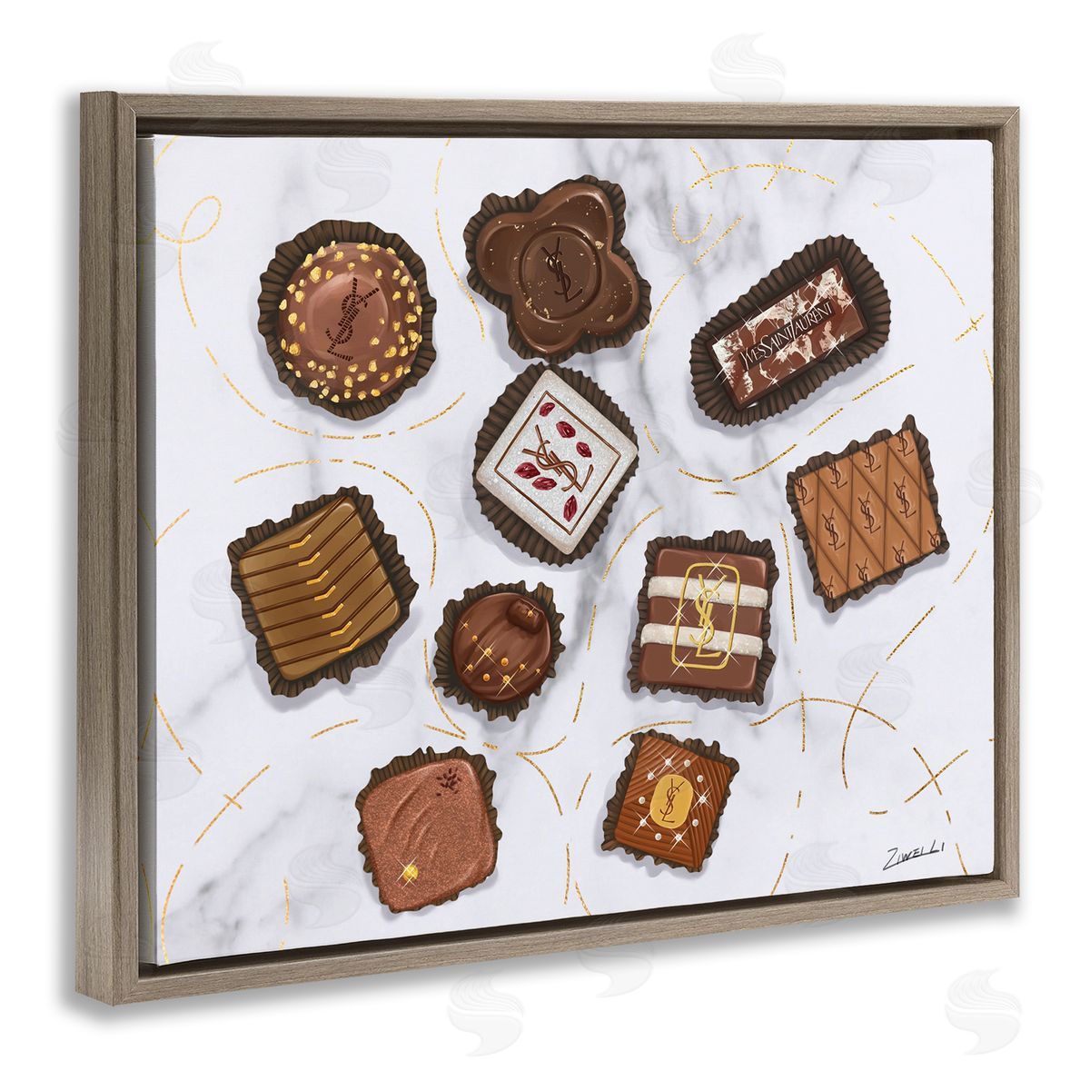Fashion Candy Glam Food Brown Floating Frame Canvas Wall Art, Home Decor by Ziwei Li