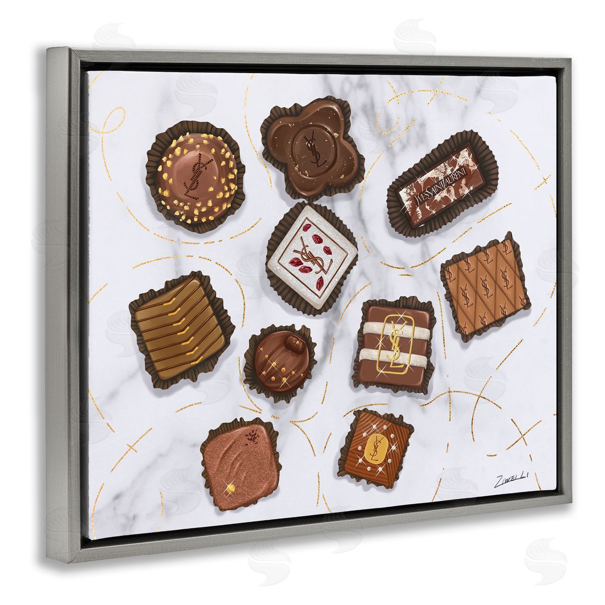 Fashion Candy Glam Food Grey Floating Frame Canvas Wall Art, Home Decor by Ziwei Li