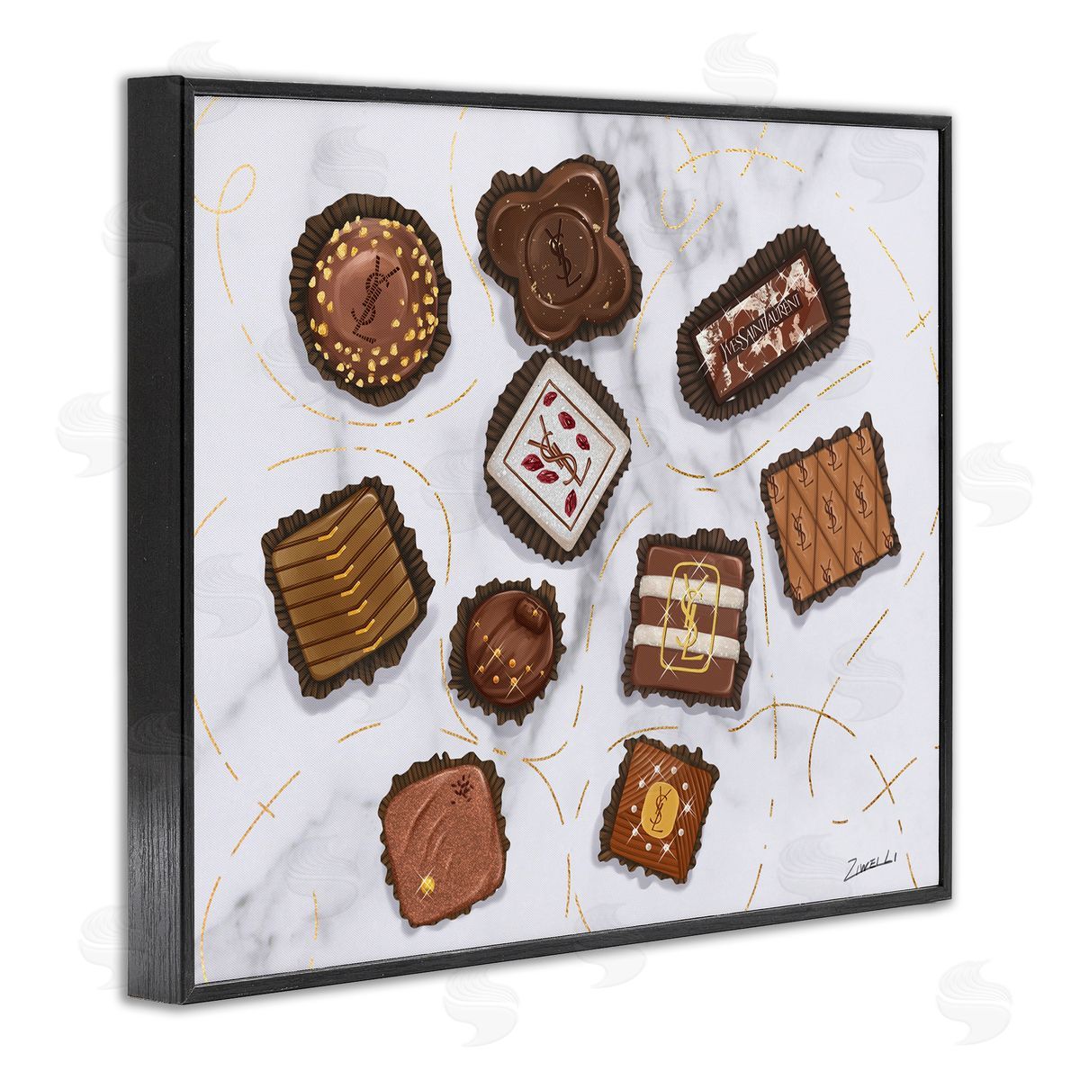 Fashion Candy Glam Food Black Frame Print Wall Art, Home Decor by Ziwei Li