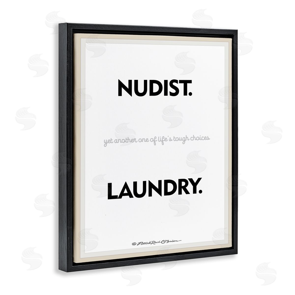 Nudist Or Laundry Funny Black Floating Frame Canvas Wall Art, Home Decor by Patrick Reid O'Brien