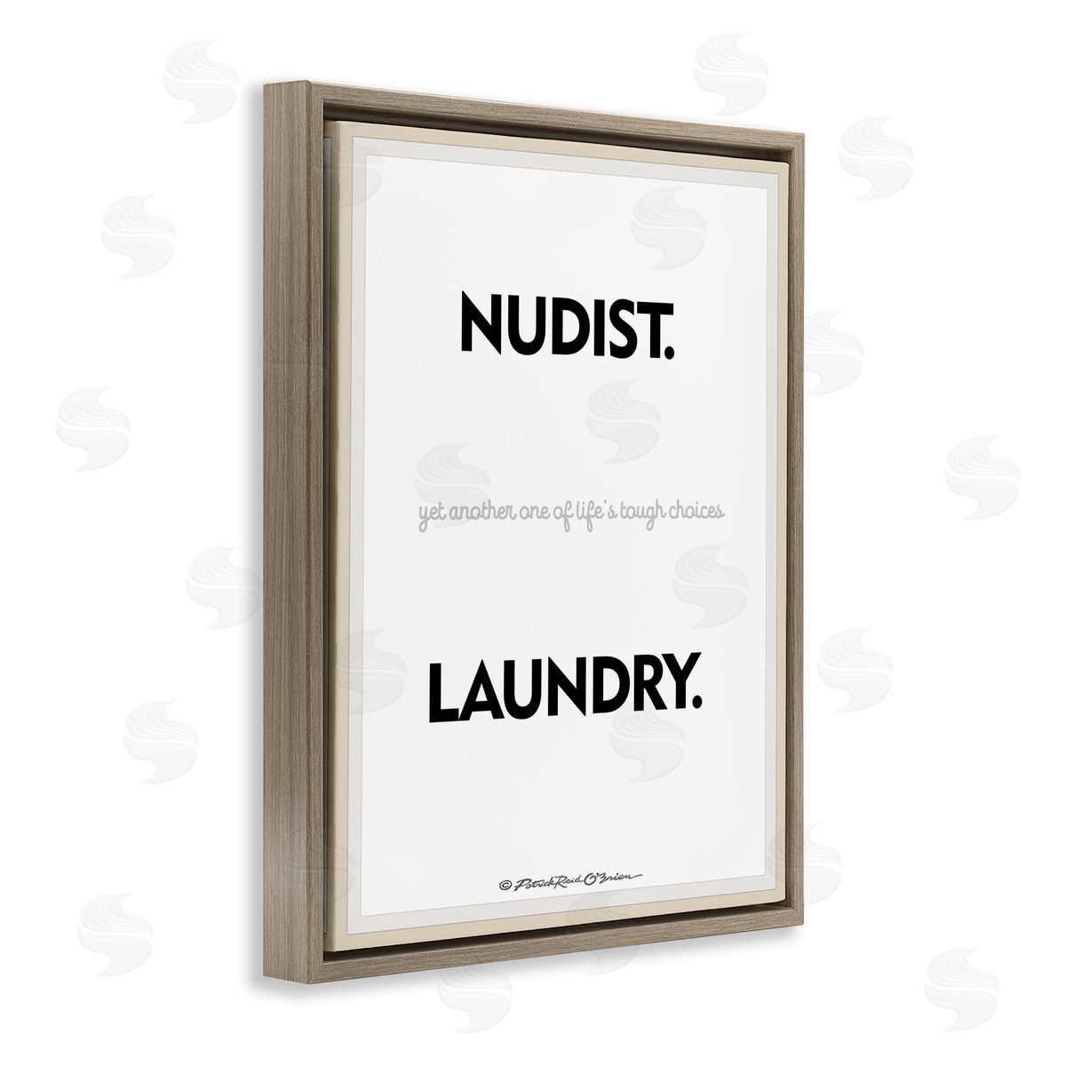 Nudist Or Laundry Funny Brown Floating Frame Canvas Wall Art, Home Decor by Patrick Reid O'Brien