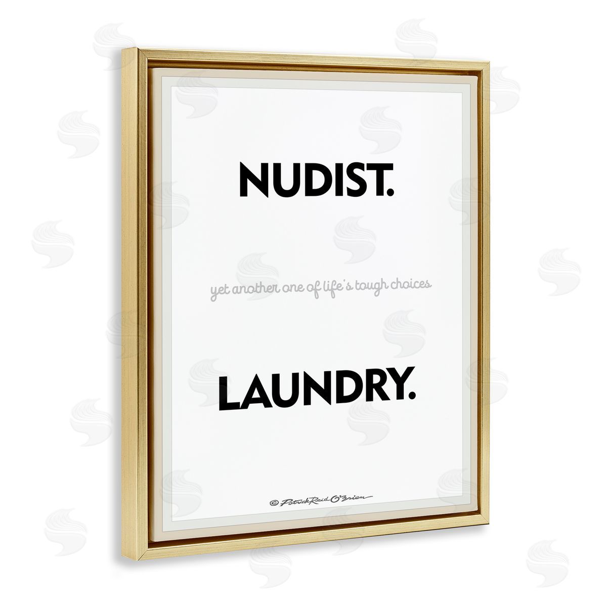 Nudist Or Laundry Funny Gold Floating Frame Canvas Wall Art, Home Decor by Patrick Reid O'Brien