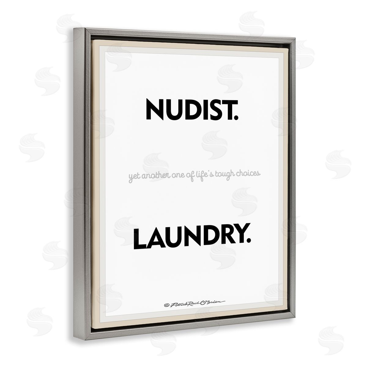 Nudist Or Laundry Funny Grey Floating Frame Canvas Wall Art, Home Decor by Patrick Reid O'Brien
