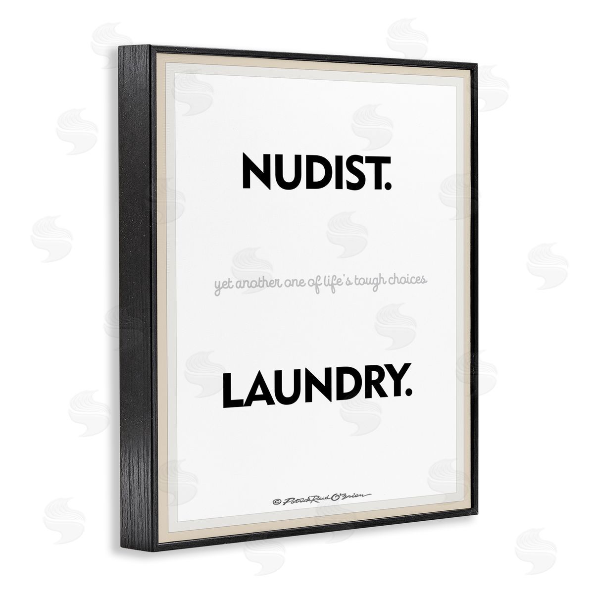Nudist Or Laundry Funny Black Frame Print Wall Art, Home Decor by Patrick Reid O'Brien