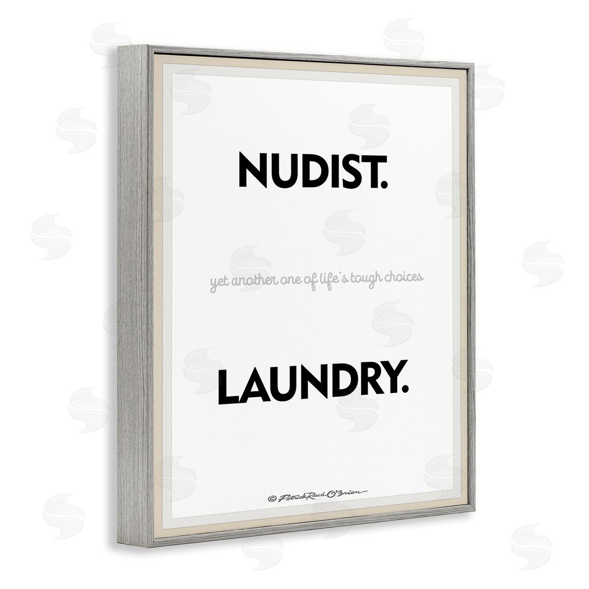 Nudist Or Laundry Funny Grey Frame Print Wall Art, Home Decor by Patrick Reid O'Brien