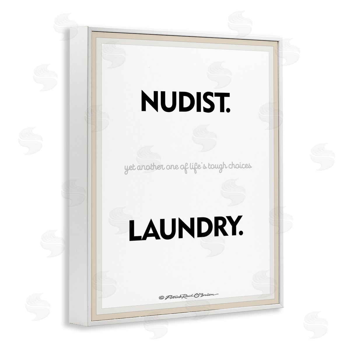 Nudist Or Laundry Funny White Frame Print Wall Art, Home Decor by Patrick Reid O'Brien