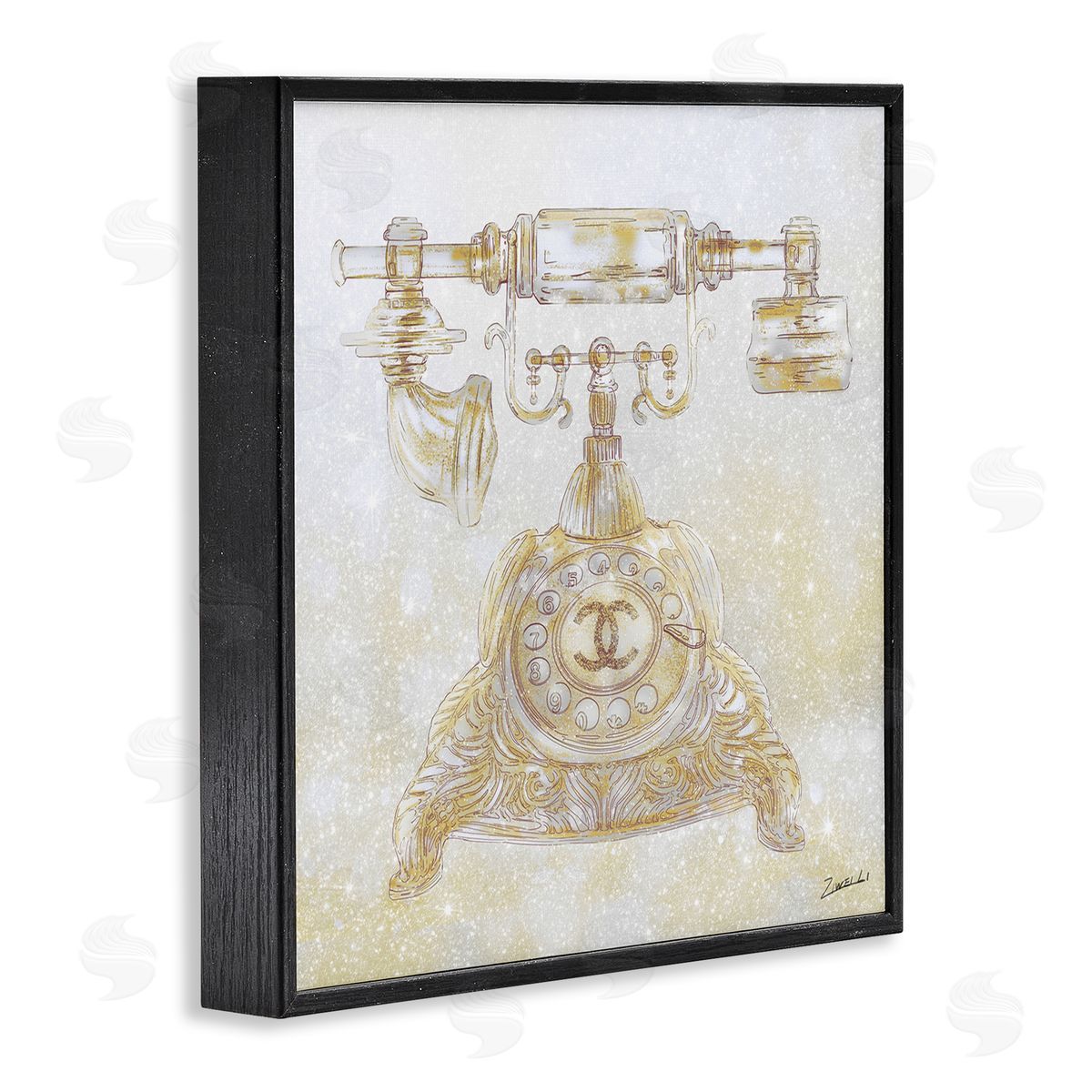 Rotary Telephone Fashion Brand Black Frame Print Wall Art, Home Decor by Ziwei Li