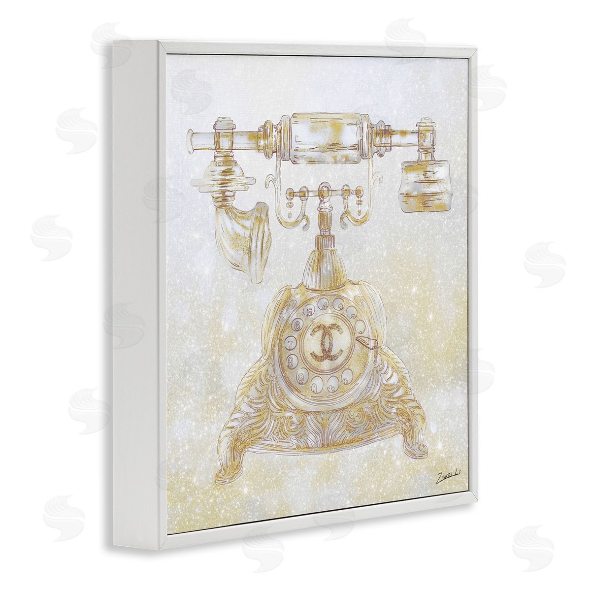 Rotary Telephone Fashion Brand White Frame Print Wall Art, Home Decor by Ziwei Li