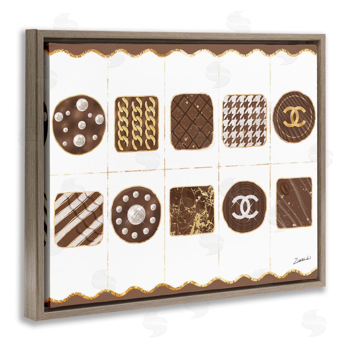 Fashion Brand Candy Box Brown Floating Frame Canvas Wall Art, Home Decor by Ziwei Li