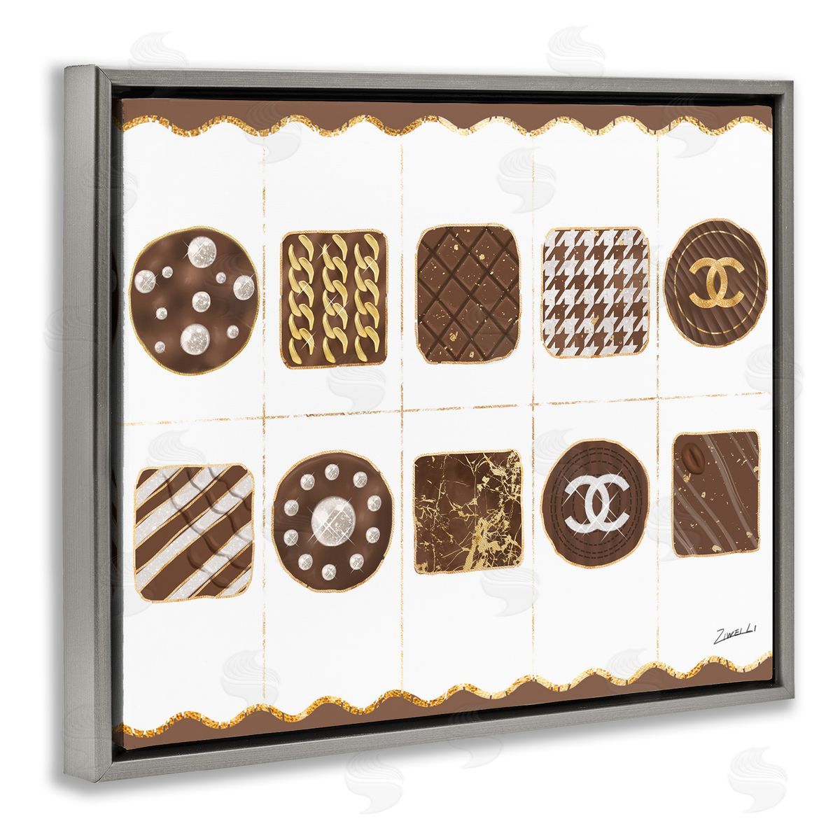 Fashion Brand Candy Box Grey Floating Frame Canvas Wall Art, Home Decor by Ziwei Li