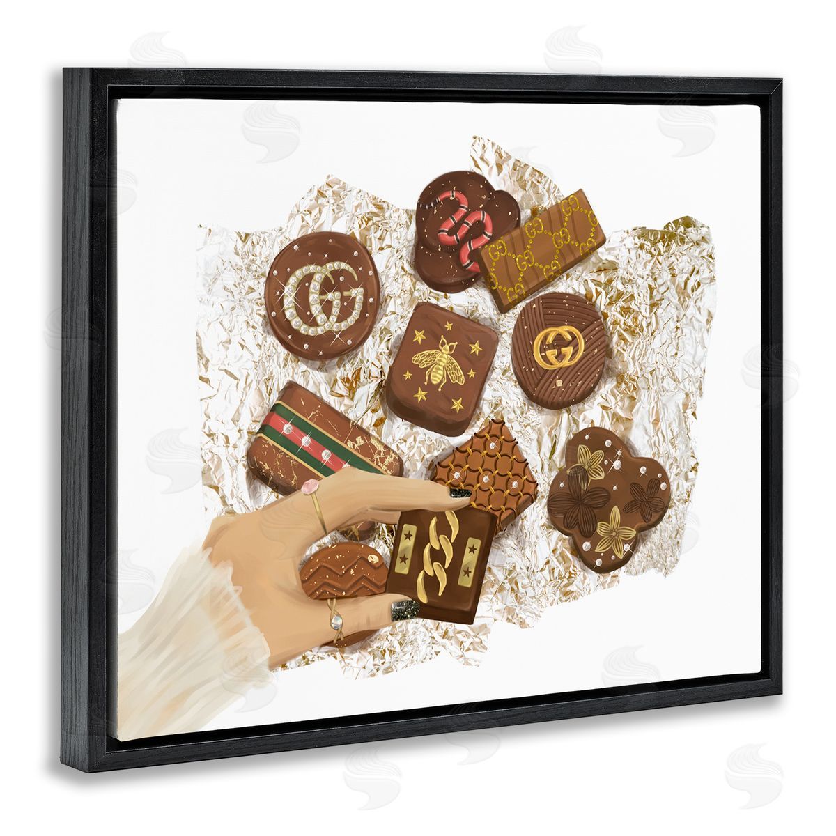 Fashion Brand Candy Sample Black Floating Frame Canvas Wall Art, Home Decor by Ziwei Li