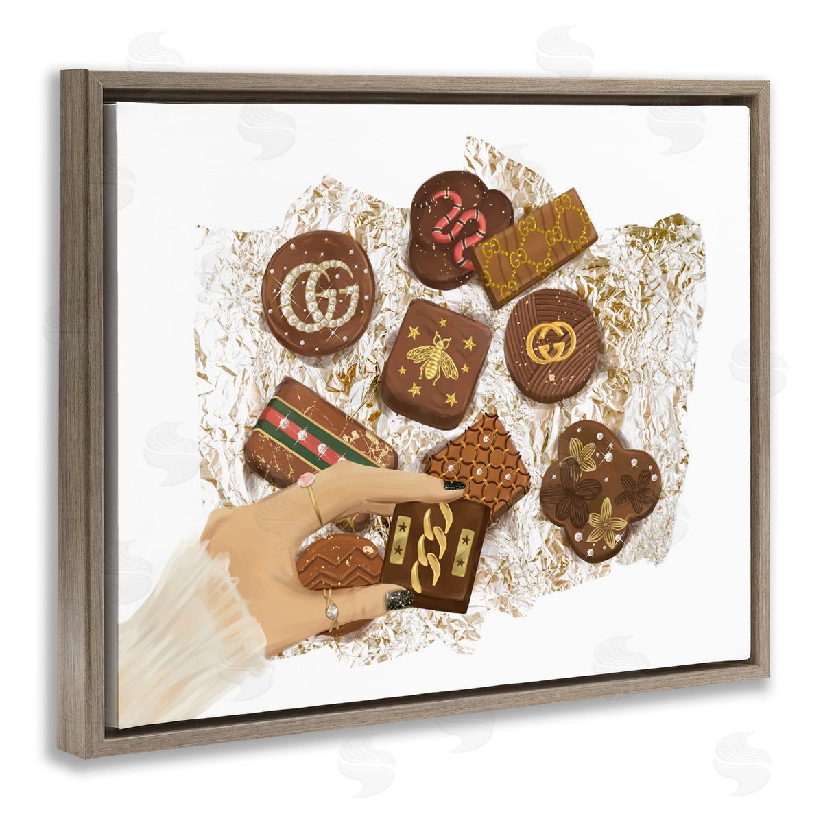 Fashion Brand Candy Sample Brown Floating Frame Canvas Wall Art, Home Decor by Ziwei Li