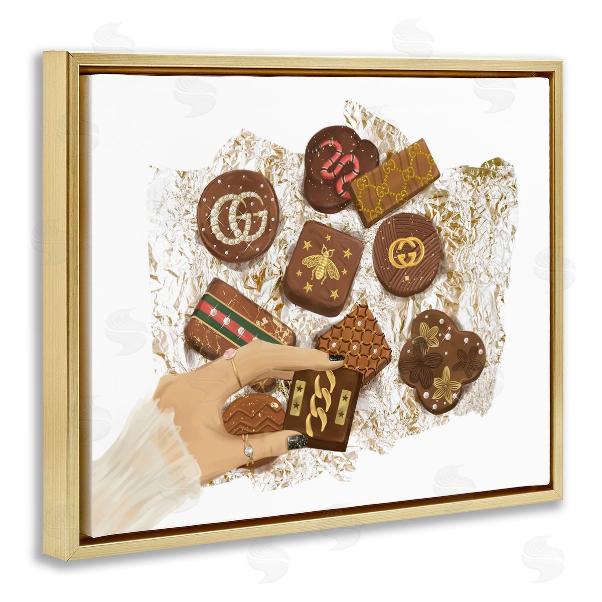 Fashion Brand Candy Sample Gold Floating Frame Canvas Wall Art, Home Decor by Ziwei Li