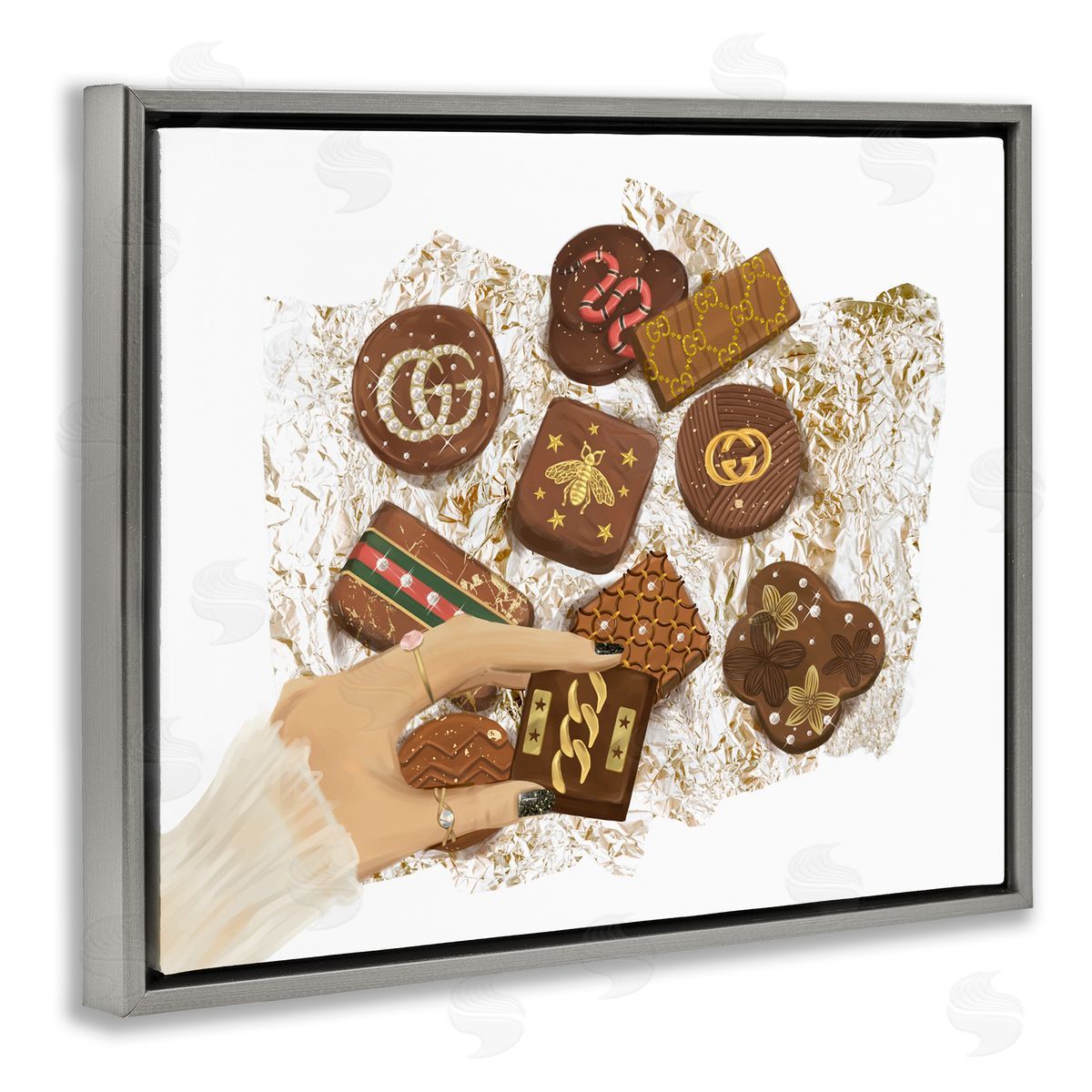 Fashion Brand Candy Sample Grey Floating Frame Canvas Wall Art, Home Decor by Ziwei Li