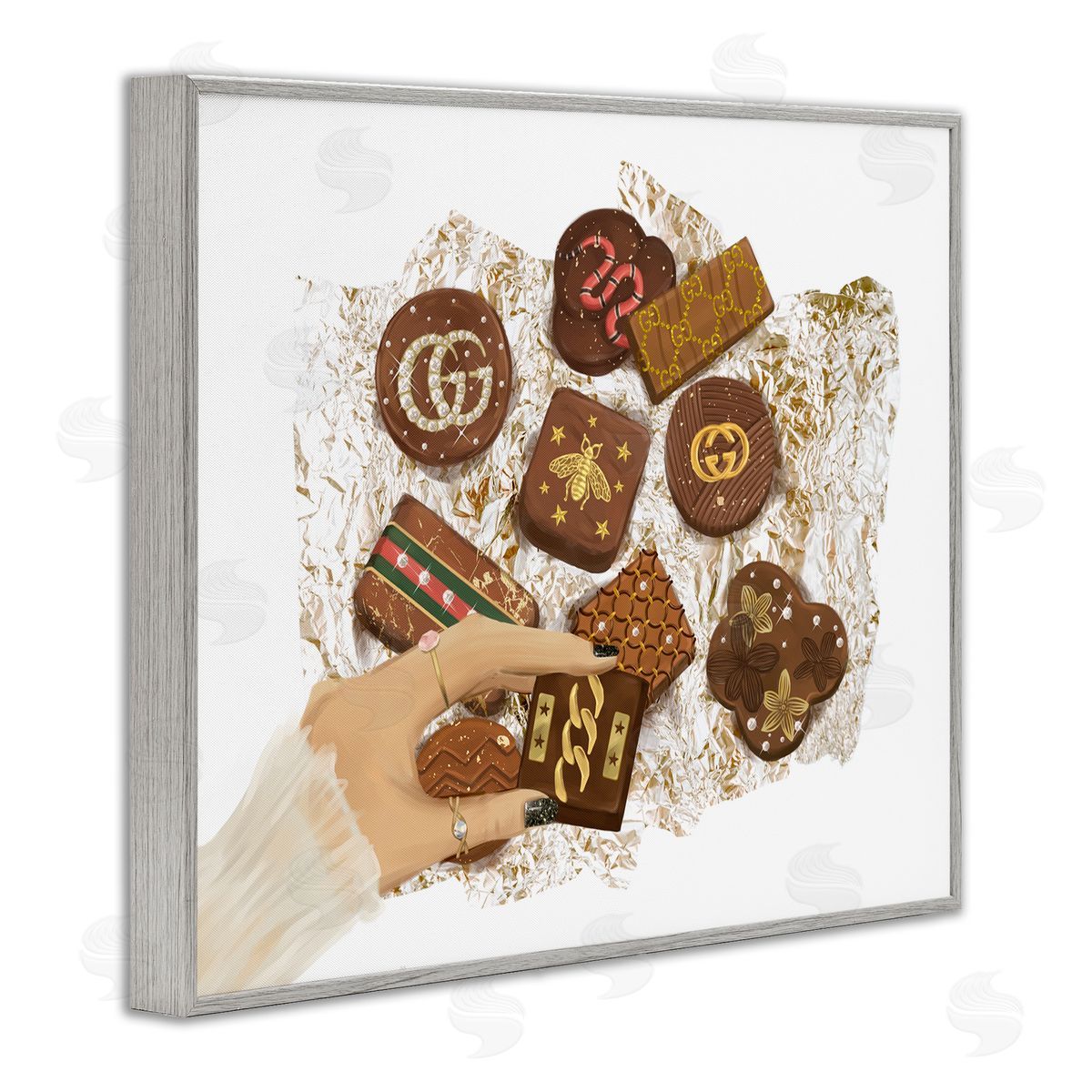 Fashion Brand Candy Sample Grey Frame Print Wall Art, Home Decor by Ziwei Li