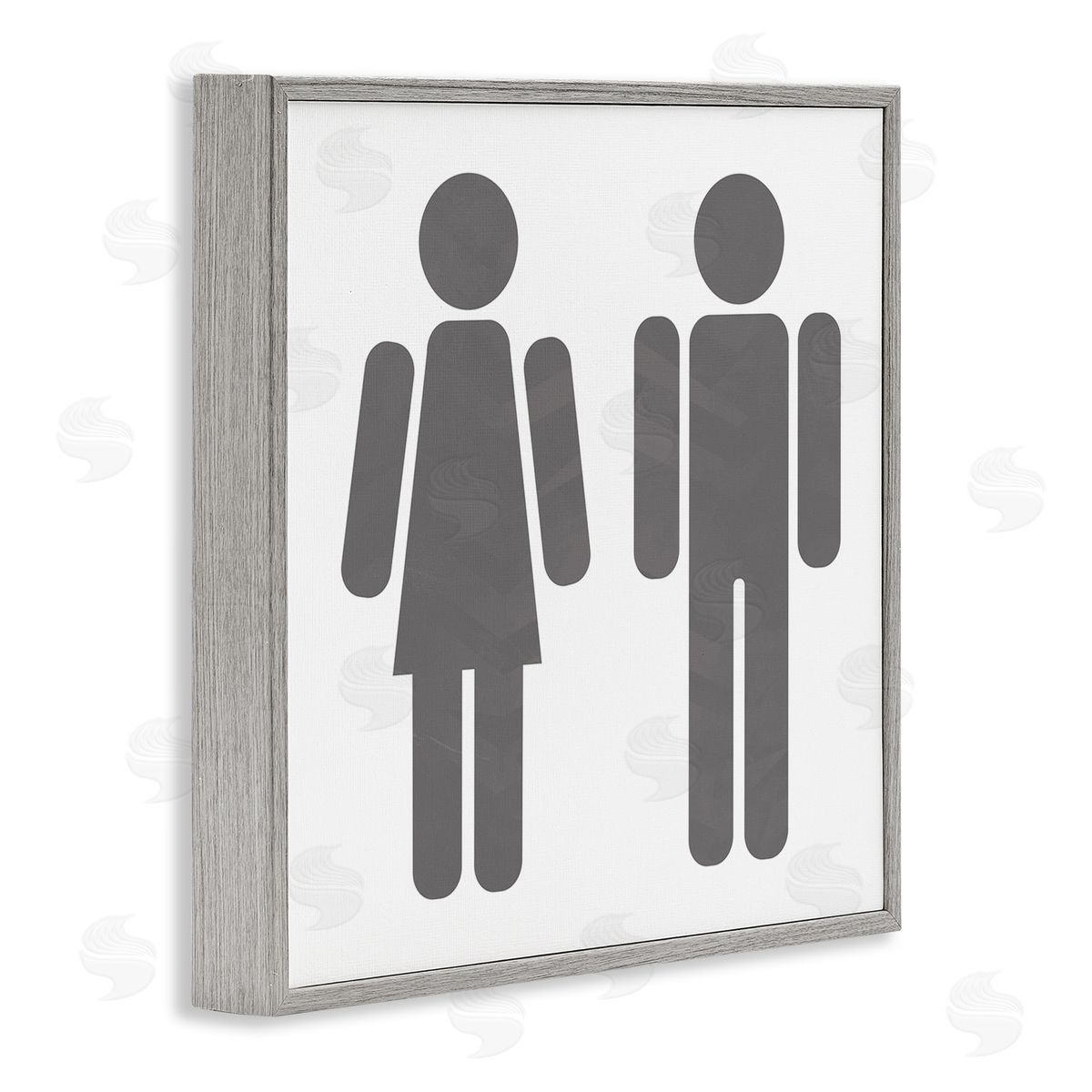 Men's & Women's Restroom Symbols Grey Frame Print Wall Art, Home Decor by Milli Villa
