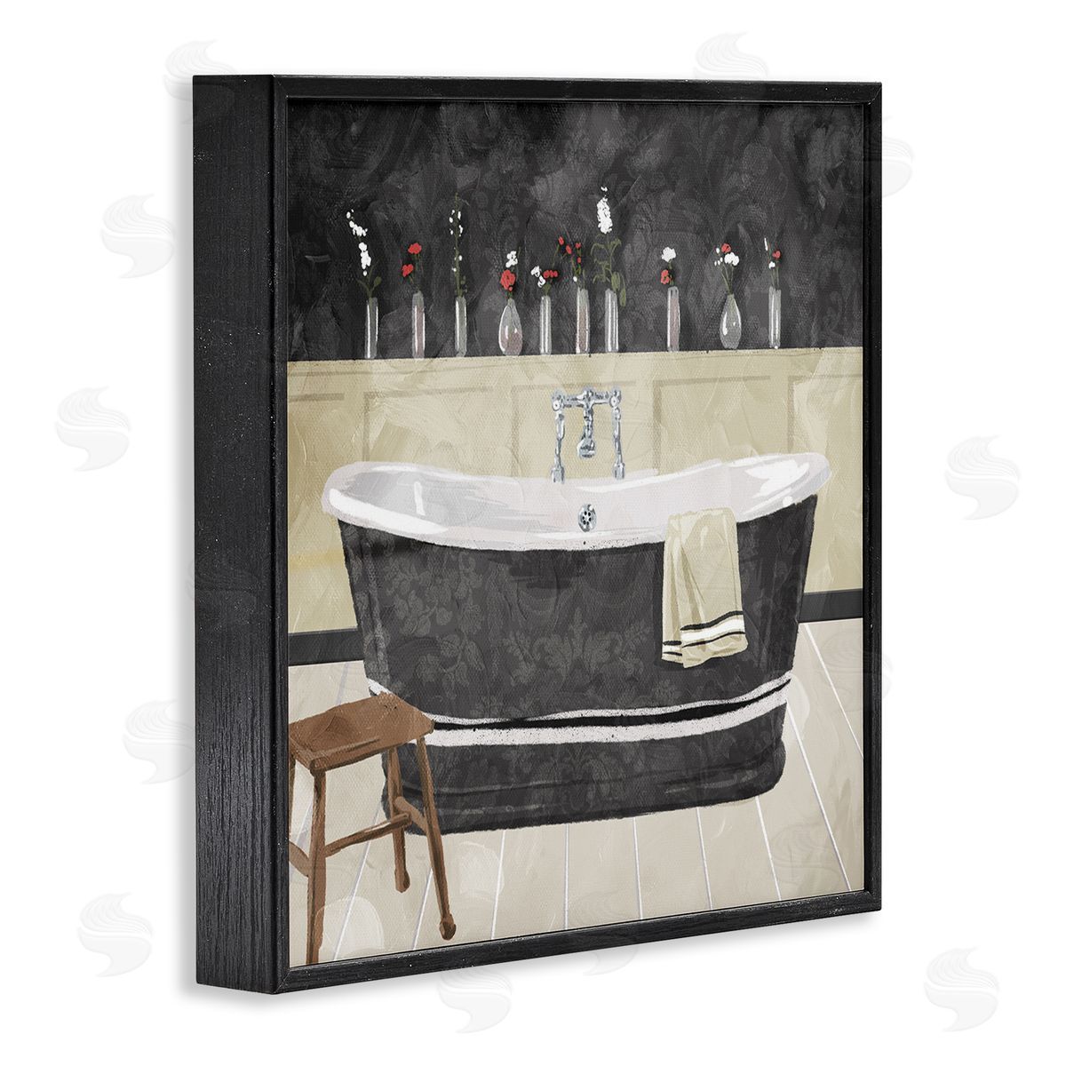 Bath Tub Interior Black & White Black Frame Print Wall Art, Home Decor by Milli Villa