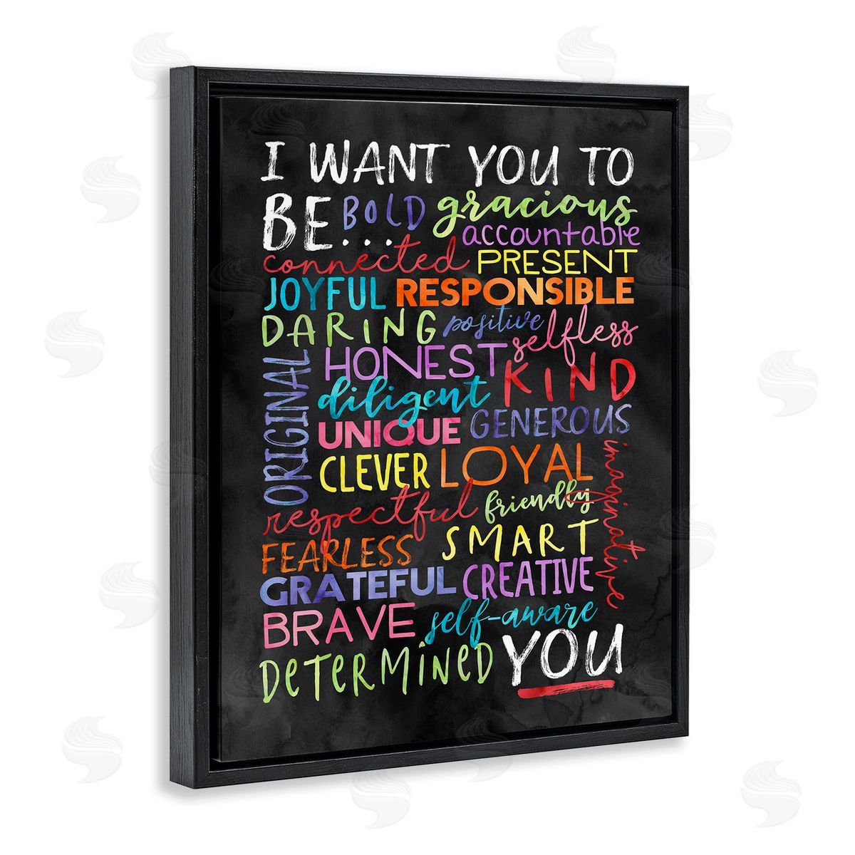 Be You Inspirational Word Black Floating Frame Canvas Wall Art, Home Decor by Erica Billups