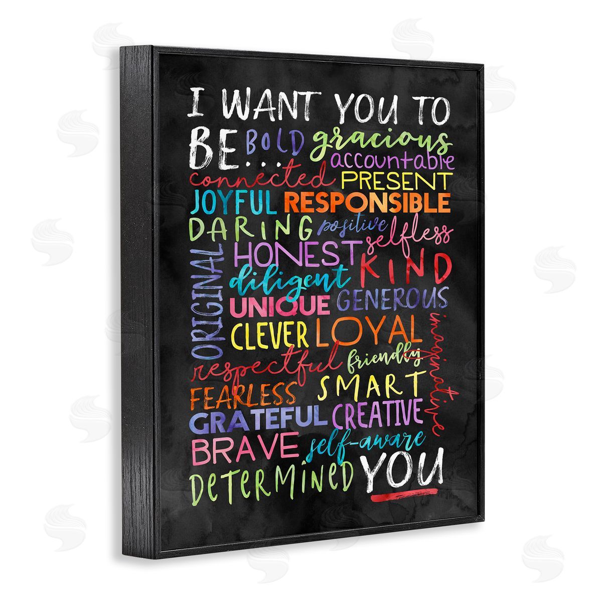 Be You Inspirational Word Black Frame Print Wall Art, Home Decor by Erica Billups