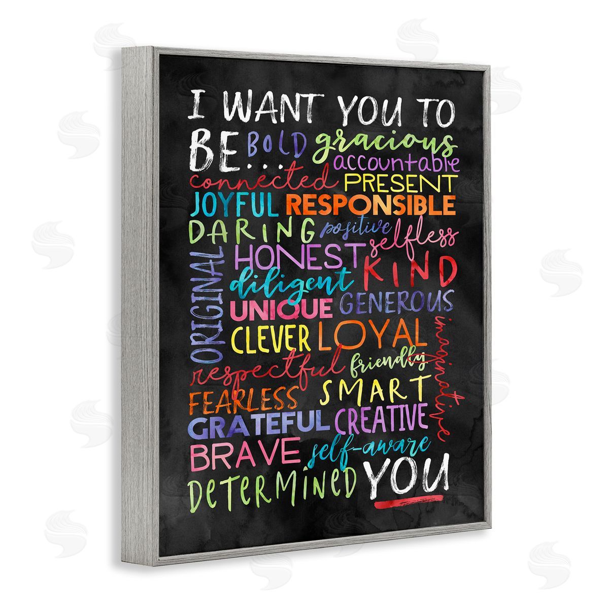 Be You Inspirational Word Grey Frame Print Wall Art, Home Decor by Erica Billups