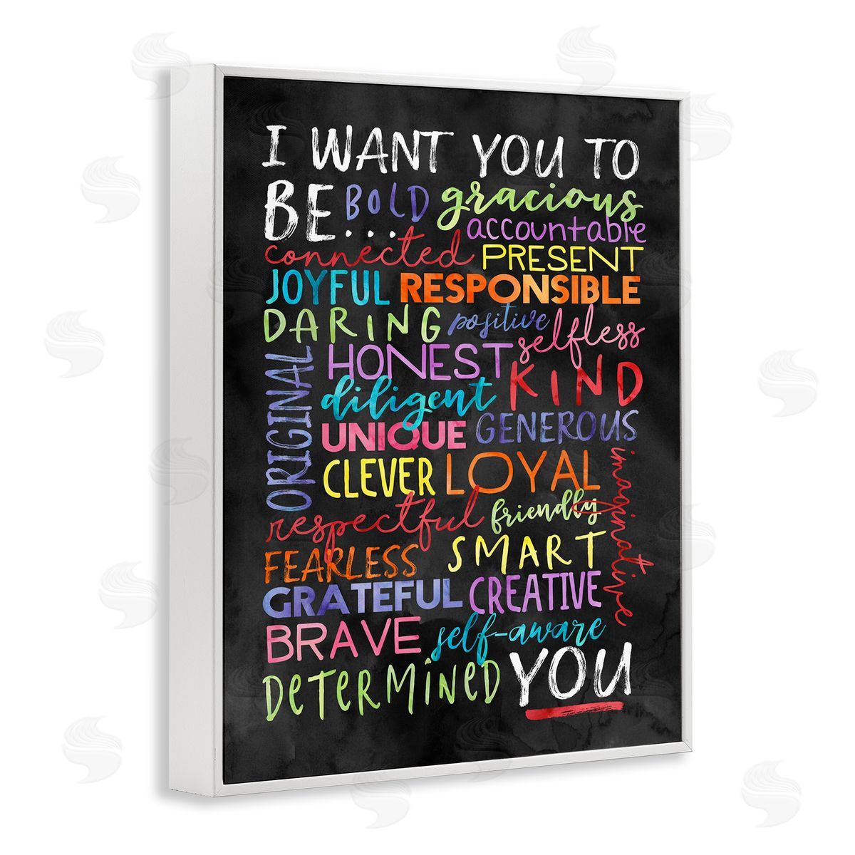 Be You Inspirational Word White Frame Print Wall Art, Home Decor by Erica Billups