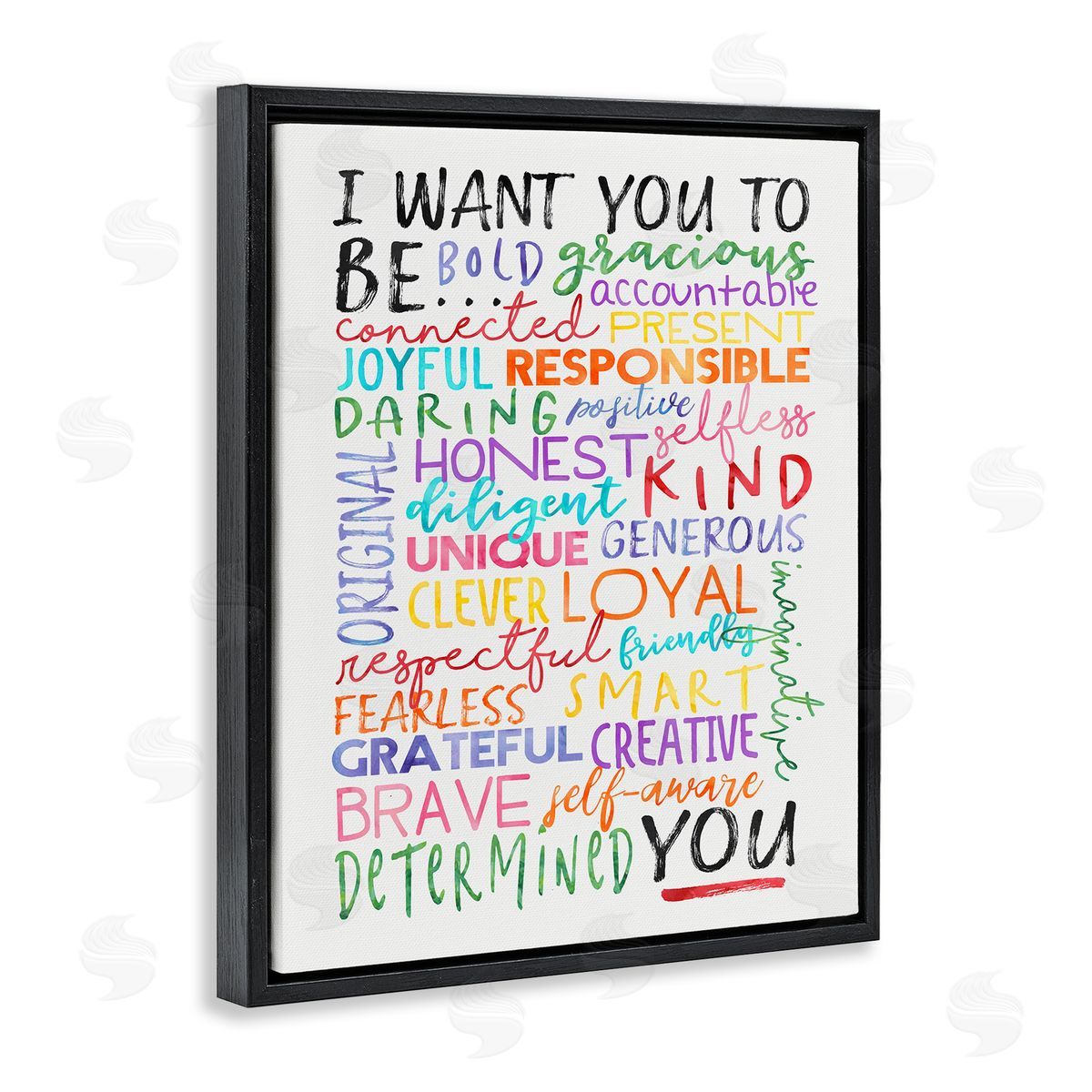 Be You Inspirational Phrases Black Floating Frame Canvas Wall Art, Home Decor by Erica Billups