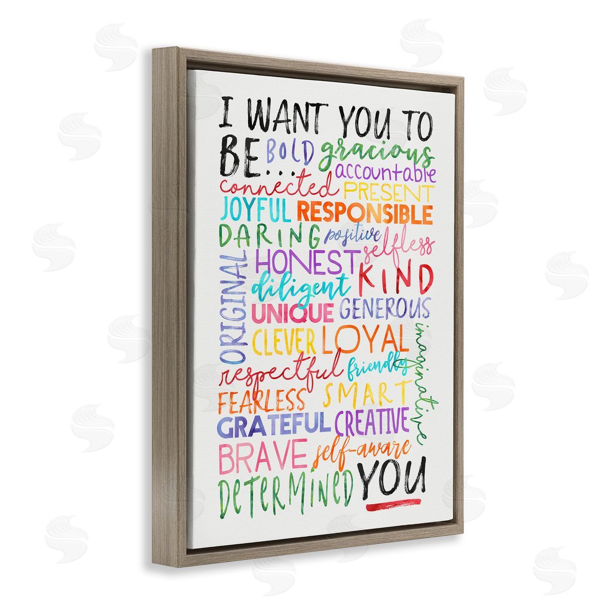 Be You Inspirational Phrases Brown Floating Frame Canvas Wall Art, Home Decor by Erica Billups