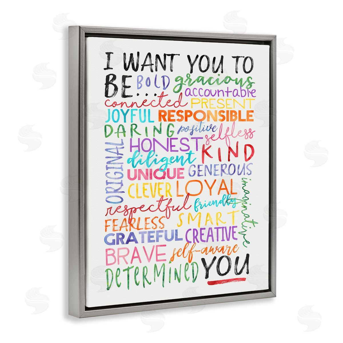 Be You Inspirational Phrases Grey Floating Frame Canvas Wall Art, Home Decor by Erica Billups
