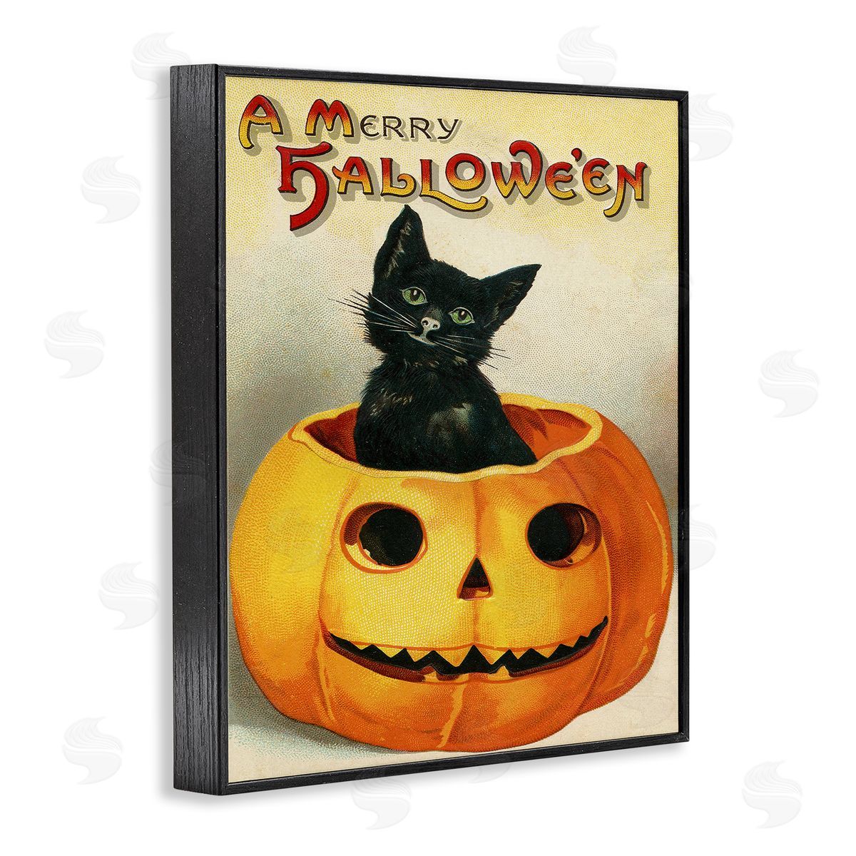 A Merry Halloween Vintage Seasonal Black Frame Print Wall Art, Home Decor by Stupell Studio