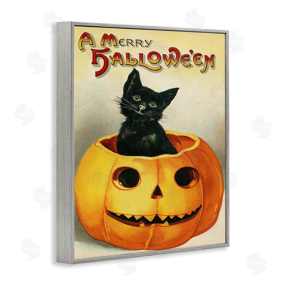 A Merry Halloween Vintage Seasonal Grey Frame Print Wall Art, Home Decor by Stupell Studio