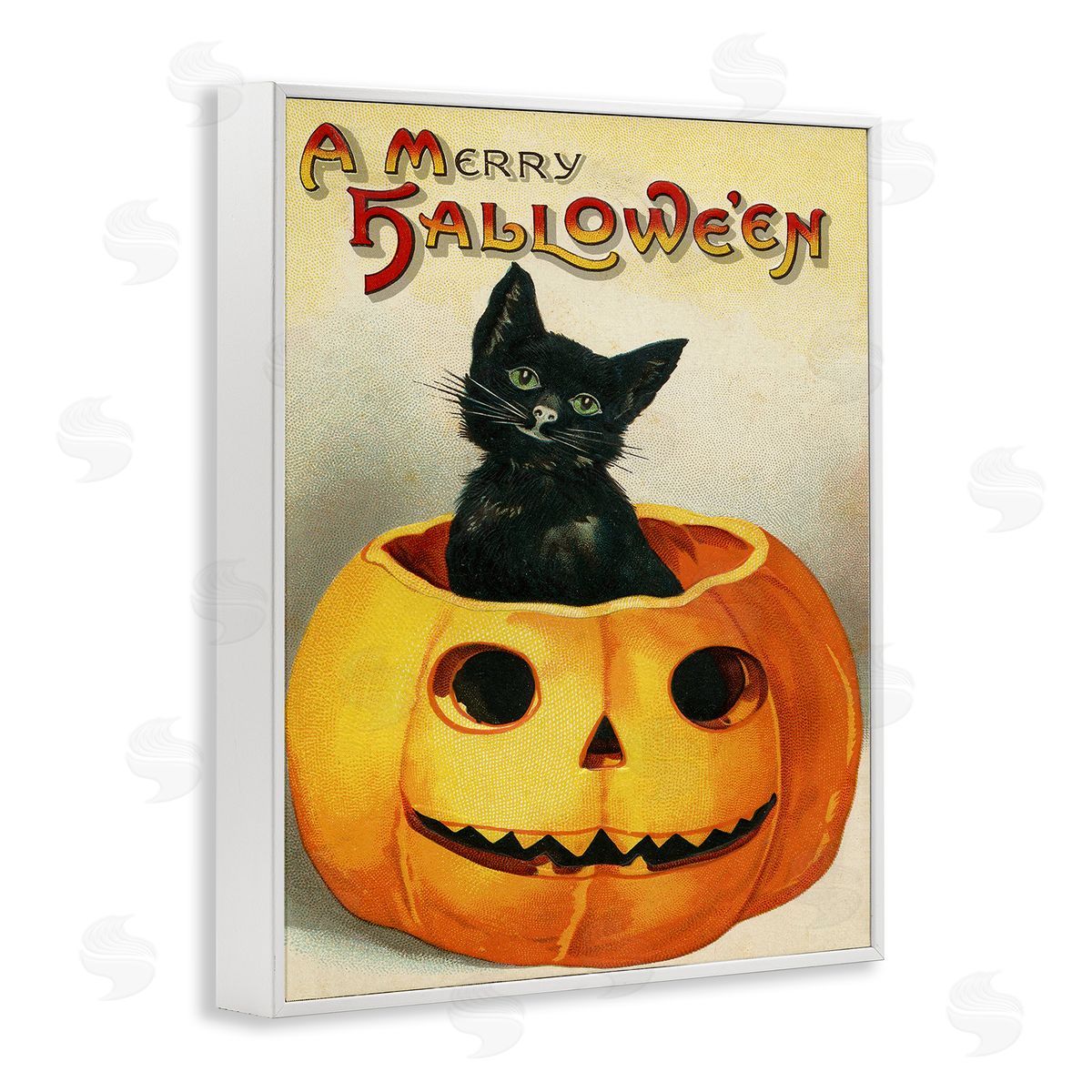 A Merry Halloween Vintage Seasonal White Frame Print Wall Art, Home Decor by Stupell Studio