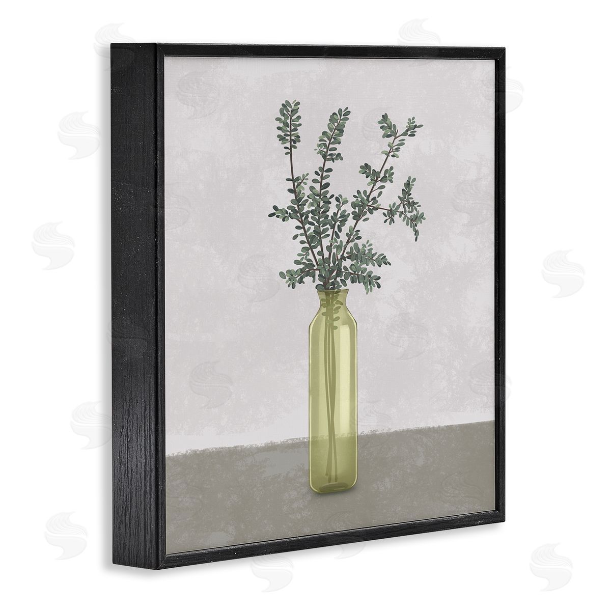 Plant in Vase Neutral Grey Design Black Frame Print Wall Art, Home Decor by Ziwei Li