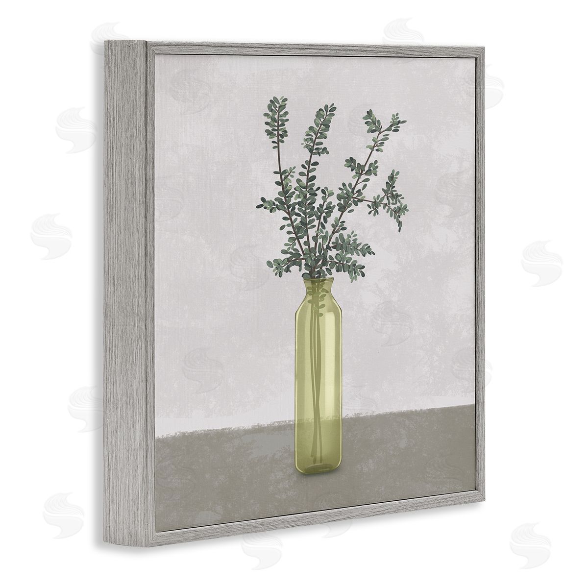 Plant in Vase Neutral Grey Design Grey Frame Print Wall Art, Home Decor by Ziwei Li