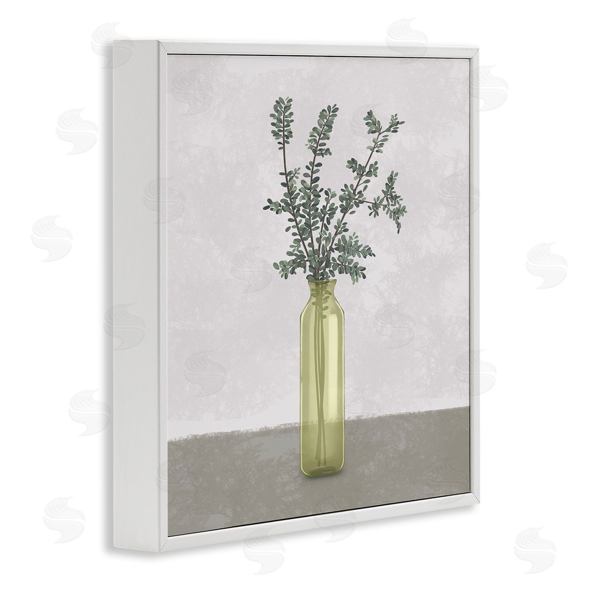 Plant in Vase Neutral Grey Design White Frame Print Wall Art, Home Decor by Ziwei Li