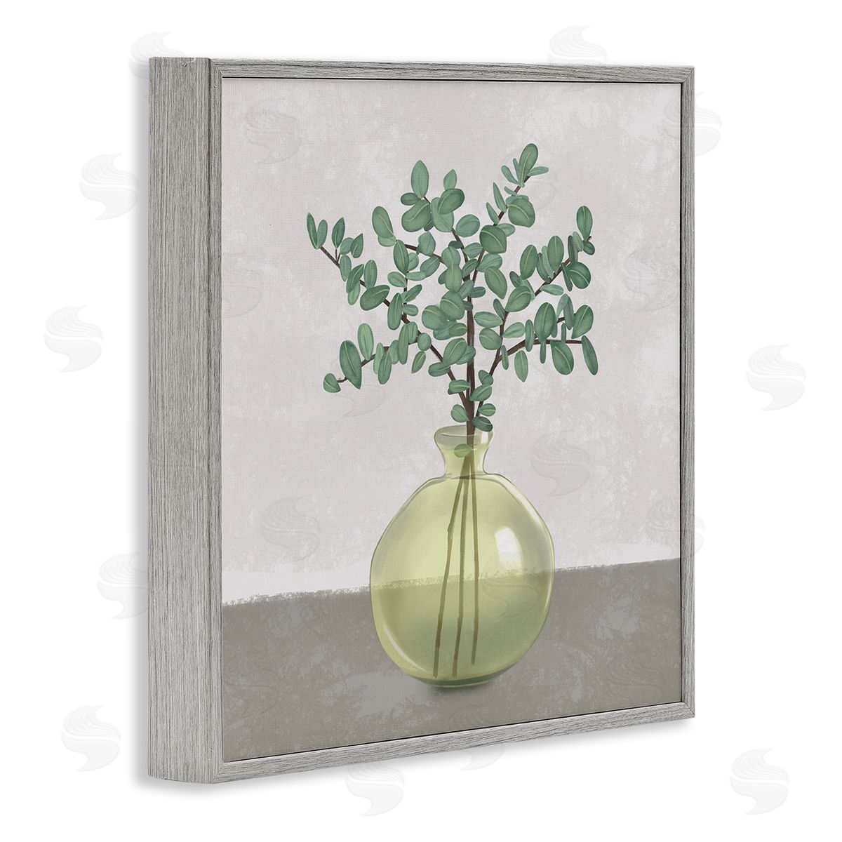 Plant In Vase Grey Neutral Grey Frame Print Wall Art, Home Decor by Ziwei Li