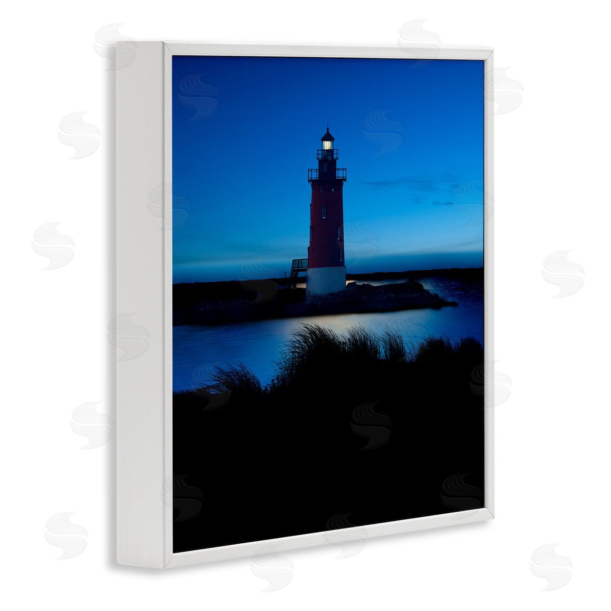 Lighthouse In the Dunes White Frame Print Wall Art, Home Decor by James McLoughlin