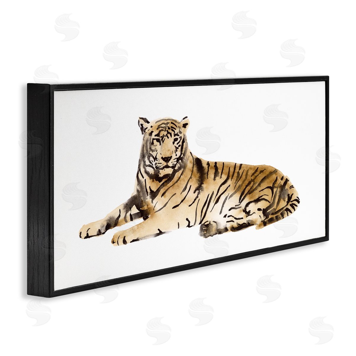 Tiger Resting Orange Black Frame Print Wall Art, Home Decor by Victoria Borges