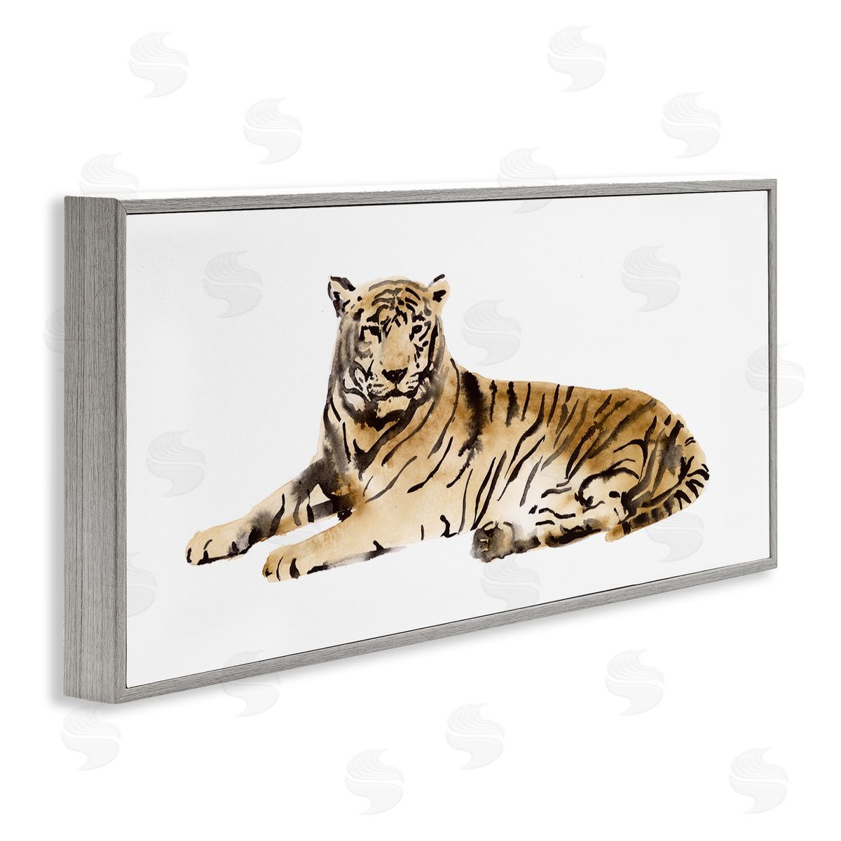 Tiger Resting Orange Grey Frame Print Wall Art, Home Decor by Victoria Borges