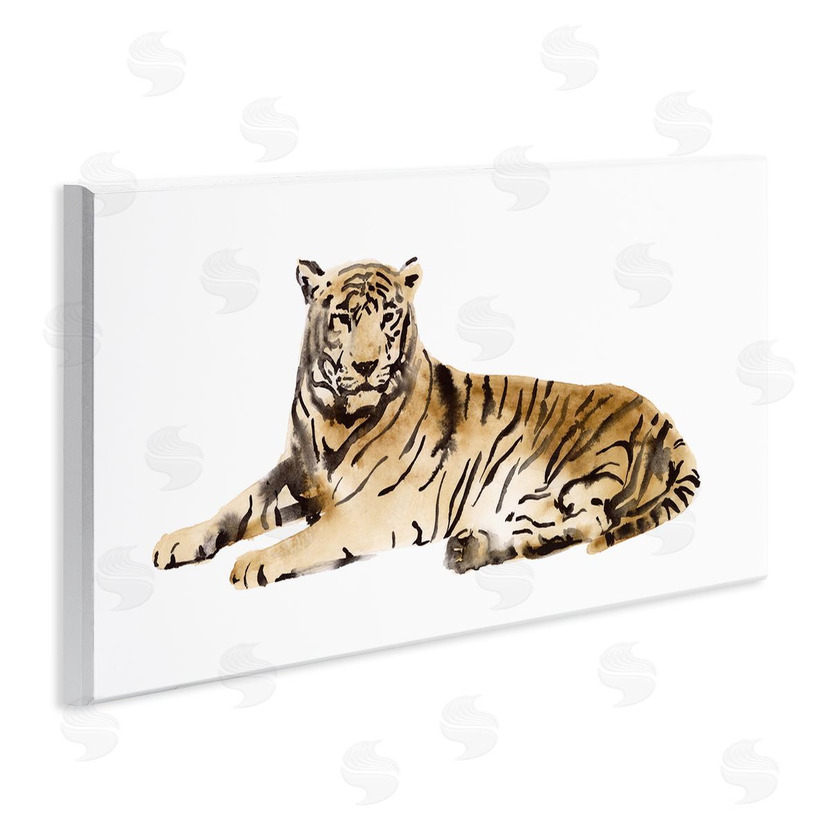 Tiger Resting Orange Wood Plaque Wall Art, Home Decor by Victoria Borges