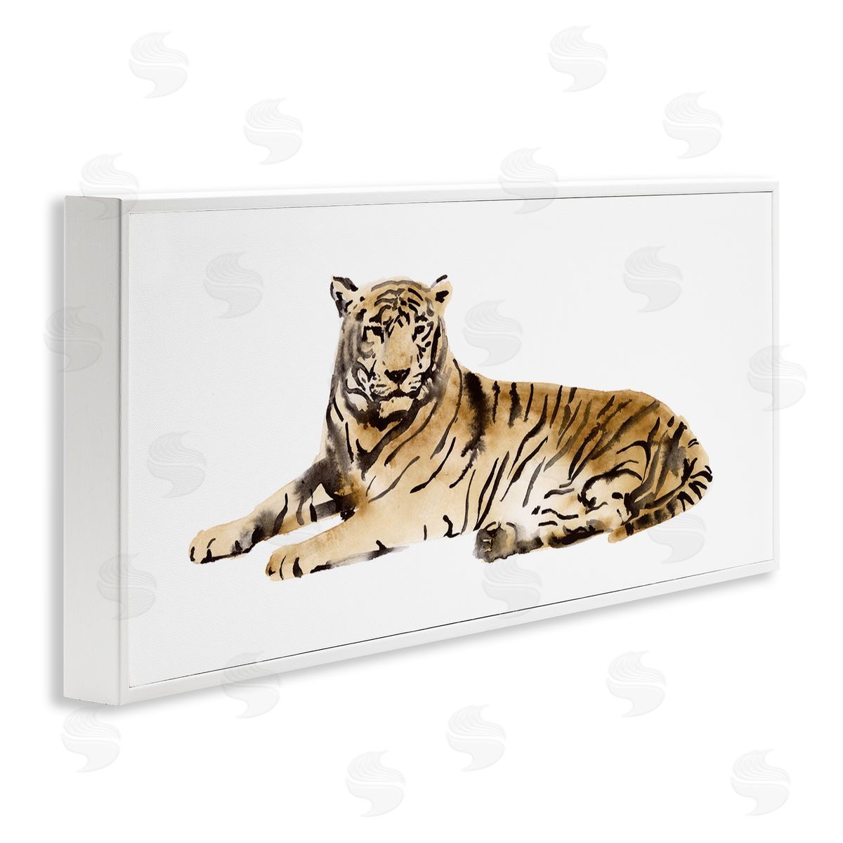 Tiger Resting Orange White Frame Print Wall Art, Home Decor by Victoria Borges
