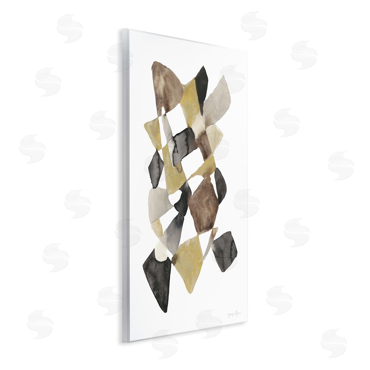 Abstract Gold Black Brown Shape Wood Plaque Wall Art, Home Decor by Jennifer Goldberger