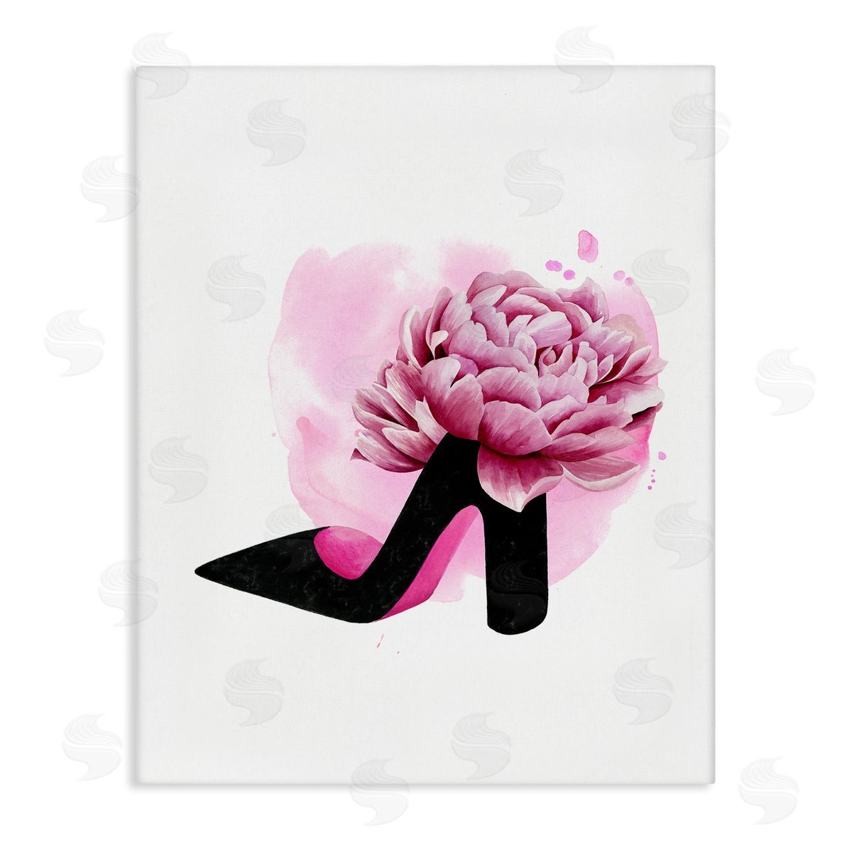 Flower Heel Pink Black Canvas Wall Art, Home Decor by Grace Popp