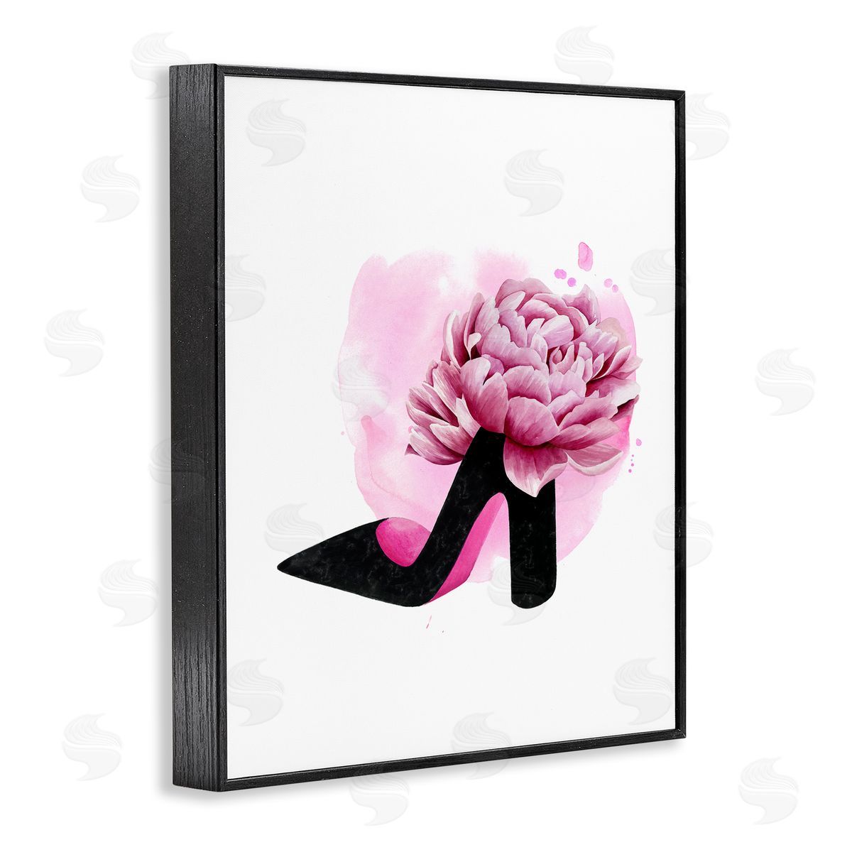 Flower Heel Pink Black Black Frame Print Wall Art, Home Decor by Grace Popp