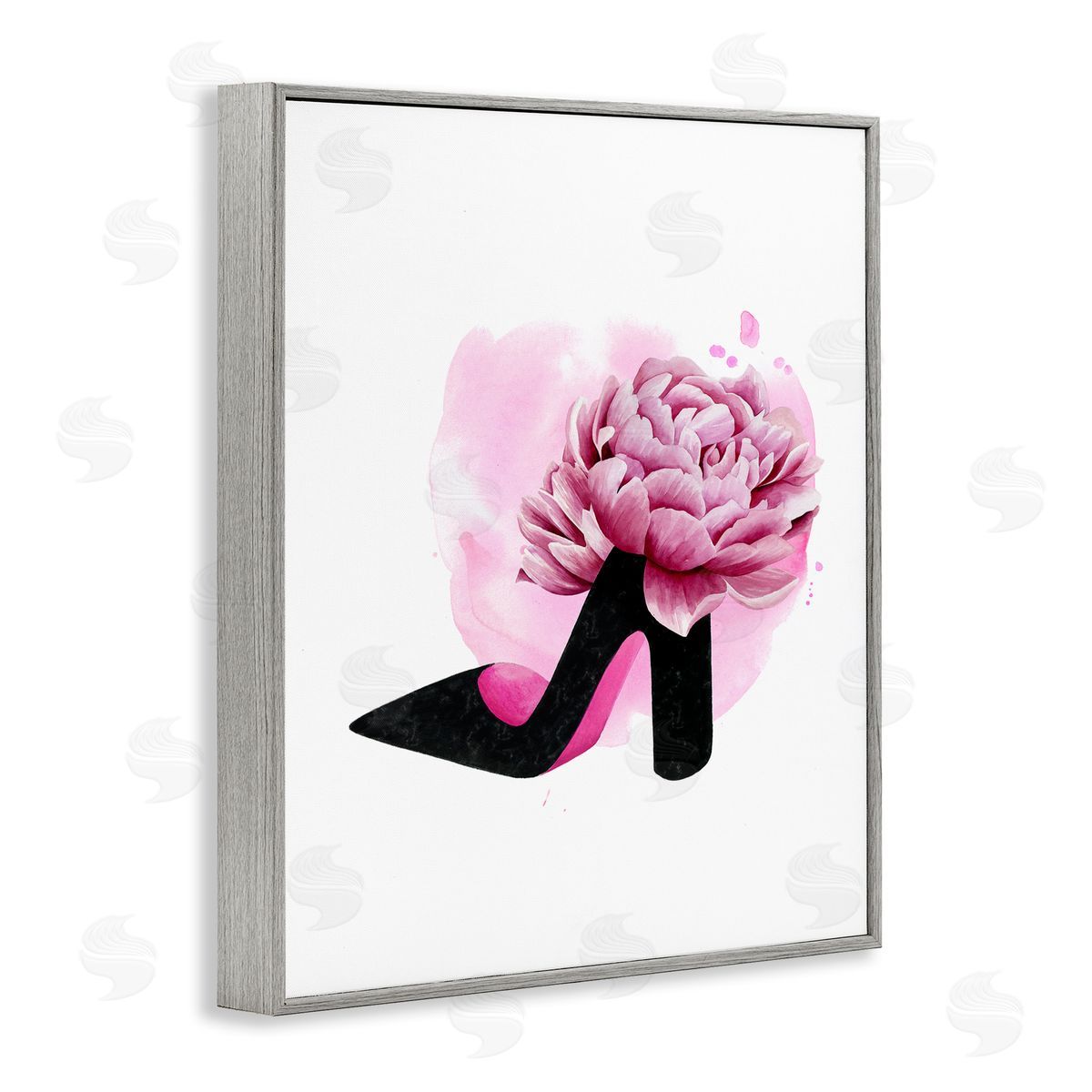 Flower Heel Pink Black Grey Frame Print Wall Art, Home Decor by Grace Popp