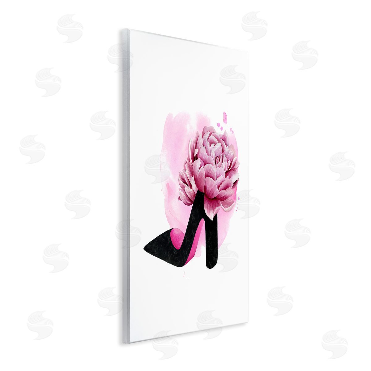 Flower Heel Pink Black Wood Plaque Wall Art, Home Decor by Grace Popp