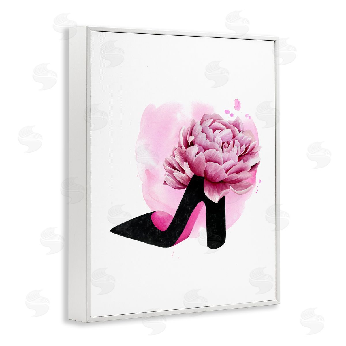 Flower Heel Pink Black White Frame Print Wall Art, Home Decor by Grace Popp